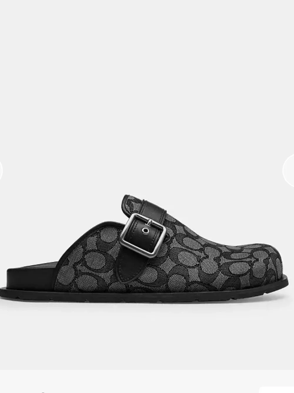Coach Buckle Clogs in Graphite/Black Signature Jacquard